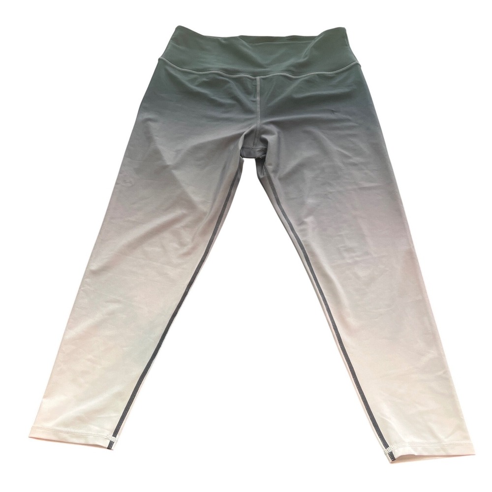 Kinesis Womens XL Ombre Gradient Leggings‎ Grey White High Waisted Activewear